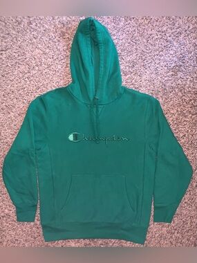 Champion Green Pullover Hoodie with Embroidered Logo